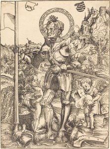 Święty Jerzy stojący z dwoma aniołami autorstwa Lucas Cranach the Elder