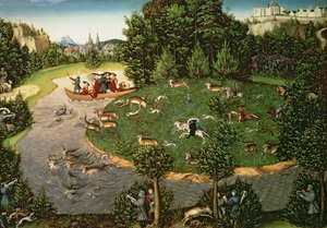 Polowanie na jelenie elektora Fryderyka III Mądrego, 1529 (płyta) autorstwa Lucas Cranach the Elder
