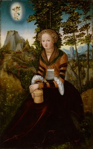 Magdalena siedząca przed drzewem autorstwa Lucas Cranach the Elder