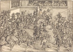 Drugi Turniej z Gobelinem Samsona i Lwa autorstwa Lucas Cranach the Elder