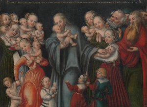 Chrystus błogosławiący dzieci, ca. 1545-50. autorstwa Lucas Cranach the Younger