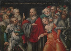 Chrystus i cudzołożnica, ca. 1545-50. autorstwa Lucas Cranach the Younger