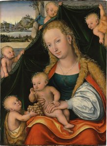 Madonna und Kind mit dem Johannesknaben und Engeln Dziewica z Dzieciątkiem z Dzieciątkiem św. Jana Chrzciciela i aniołami autorstwa Lucas Cranach the Younger