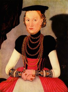 niemiecki: Weibliches Bildnis / Bildnis einer Frau (eine geborene Hoffmann aus Leipzig) Portret kobiecy / Portrait of a Woman (a Hoffmann by birth from Leipzig) autorstwa Lucas Cranach the Younger