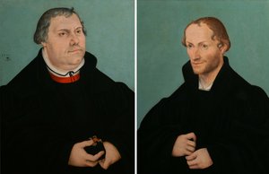 Portret Marcina Lutra amp; Portret Filipa Melanchtona autorstwa Lucas Cranach the Younger