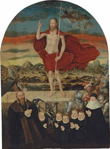 Zmartwychwstały Chrystus z rodziną dawców autorstwa Lucas Cranach the Younger