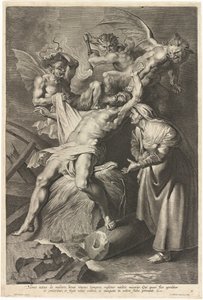 Hiob dręczony przez demony i maltretowany przez żonę autorstwa Lucas Emil Vorsterman after Sir Peter Paul Rubens