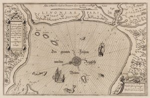 Mapa morska Zatoki Ryskiej, Kartografia. autorstwa Lucas Jansz. Waghenaer