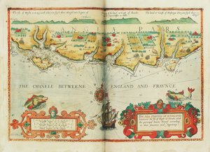 Wybrzeża morskie Anglii między wyspą Wight a Dover, z ich głównymi przystaniami według ich położenia i wyglądu, ok. 1588 r. (mapa)
