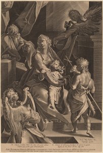 Święta Rodzina i Dwaj Aniołowie autorstwa Lucas Kilian, after Bartholomaeus Spranger