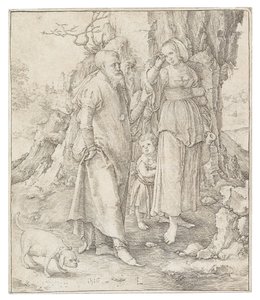 Odrzucenie Hagar, 1516. autorstwa Lucas Leyden van