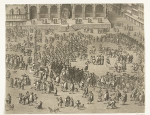 Proklamacja w Gandawie Karola II Hiszpańskiego jako hrabiego Flandrii (arkusz 5), 1666 autorstwa Lucas Vorsterman (II)