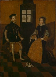 Maria I Angielska i Filip II Hiszpański (olej na płótnie) autorstwa Lucas de (after) Heere