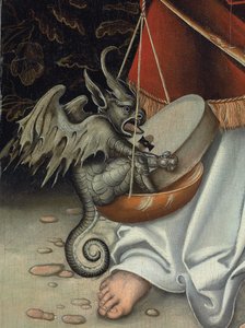 Archanioł Michał trzymający Wagę Sprawiedliwości (detal) (olej na panelu)