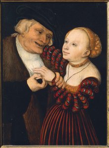 Austria, Wiedeń, Stary człowiek i młoda kobieta, ok. 1530 (olej na płótnie) autorstwa Lucas the Elder Cranach