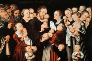 Jezus i dzieci autorstwa Lucas the Elder Cranach