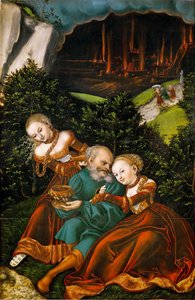 Loth et ses filles - Lot i jego córki - Lucas Cranach Starszy (1472-1553). Olej na drewnie autorstwa Lucas the Elder Cranach