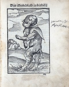 Mnich Cielę z Freiberga (Das Moenchkalb zu Freiberg), autorstwa Cranacha, Lucasa Starszego (1472-1553). drzeworyt autorstwa Lucas the Elder Cranach