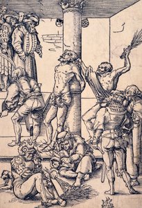 Męka Chrystusa: biczowanie, Lucas Cranach Starszy (1472-1553), drzeworyt autorstwa Lucas the Elder Cranach