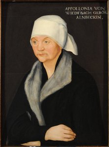Portret Apollonii von Wiedebach, autorstwa Cranacha, Lucasa Starszego (1472-1553). Olej na drewnie, ok. 1524. Wymiary: 38,7 x 28,7 cm. Państwowe Kolekcje Sztuki w Dreźnie autorstwa Lucas the Elder Cranach