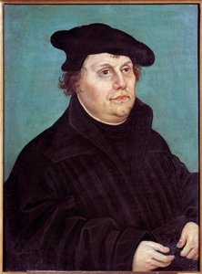 Portret Marcina Lutra (1483-1546) Niemiecki reformator religijny. Obraz Lucasa Cranacha Stary (lub Stary autorstwa Lucas the Elder Cranach