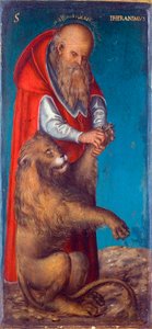 ""Święty Hieronim"" Obraz Lucasa Cranacha Starszego (1472-1553) - 1515 - Olej na desce Wym. 24,5x11,5 cm Muzeum Historii Sztuki, Wiedeń autorstwa Lucas the Elder Cranach