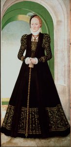 Portret Anny Duńskiej (1532-1585) Żona księcia elektora Saksonii Augusta (1526-1586) Obraz Lucasa Cranacha Młodego (1515-1586) 1565 nd. 215x104 cm Wiedeńskie Muzeum Historii Sztuki