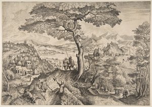 Żołnierze w Rest Milites Requiescentes z Wielkich Pejzaży, ca. 1555-56 autorstwa Lucas van Doetecum
