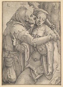 Głupiec i kobieta, 1520. autorstwa Lucas van Leyden