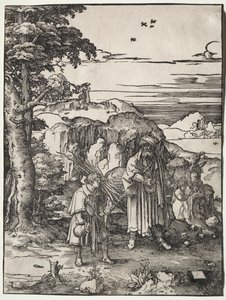 Abraham idący w ofierze Izaaka autorstwa Lucas van Leyden