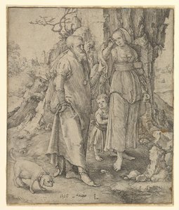 Abraham odprawia Hagar, 1516. autorstwa Lucas van Leyden