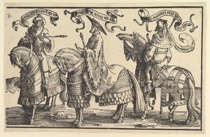 Achaz, Ezechiasz, Manasses, z Dwunastu Królów Izraela, ok. 1930. 1520. autorstwa Lucas van Leyden