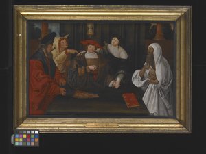 Alegoria młodości przechodzącej między sławą a szaleństwem (olej na drewnie) autorstwa Lucas van Leyden