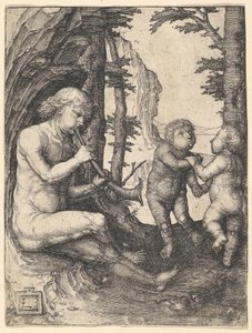 Chłopiec z trąbką, ca. 1507. autorstwa Lucas van Leyden