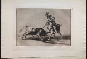 Walki byków: El Cid Campeador przebija kolejnego byka autorstwa Lucas van Leyden