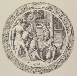 Chrystus ukoronowany cierniem, z Męki Pańskiej, 1509. autorstwa Lucas van Leyden