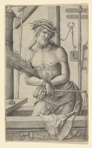 Chrystus jako Mąż boleści z narzędziami męki., 1517. autorstwa Lucas van Leyden