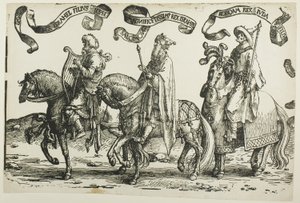 Dawid, Salomon, Roboam, płyta pierwsza, z „Dwunastu królów Izraela”. autorstwa Lucas van Leyden