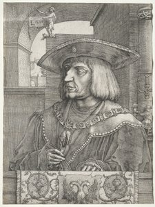 Cesarz Maksymilian I, 1520. autorstwa Lucas van Leyden