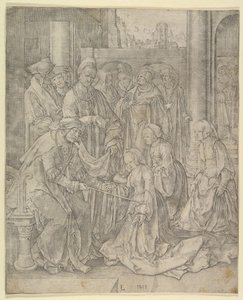 Estera przed Aswerusem, 1518. autorstwa Lucas van Leyden