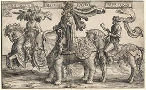 Hektor Troi, Aleksander Macedoński, Juliusz Cezar, z Dziewięciu Bohaterów autorstwa Lucas van Leyden