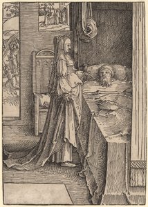 Jezebel obiecuje królowi Achabowi winnicę Nabota autorstwa Lucas van Leyden