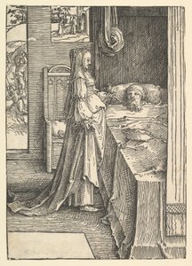 Jezebel obiecuje królowi Achabowi winnice Nabota, 1517. autorstwa Lucas van Leyden
