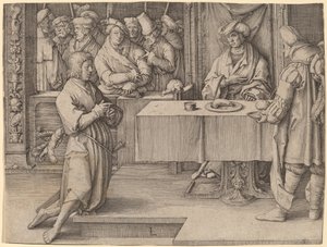 Józef interpretuje sny faraona autorstwa Lucas van Leyden