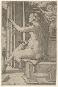 Sprawiedliwość z cyklu Cnoty, 1530. autorstwa Lucas van Leyden