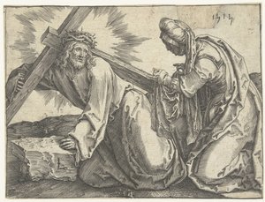 Niesienie krzyża autorstwa Lucas van Leyden