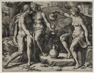 Lot i jego córki autorstwa Lucas van Leyden