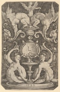 Panel ozdoby z dwiema syrenami, 1528. autorstwa Lucas van Leyden