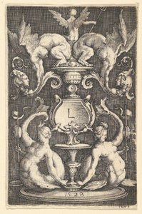 Panel ozdoby z dwiema syrenami, 1528. autorstwa Lucas van Leyden