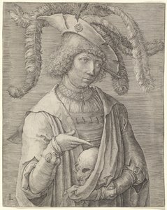 Portret młodzieńca z czaszką autorstwa Lucas van Leyden